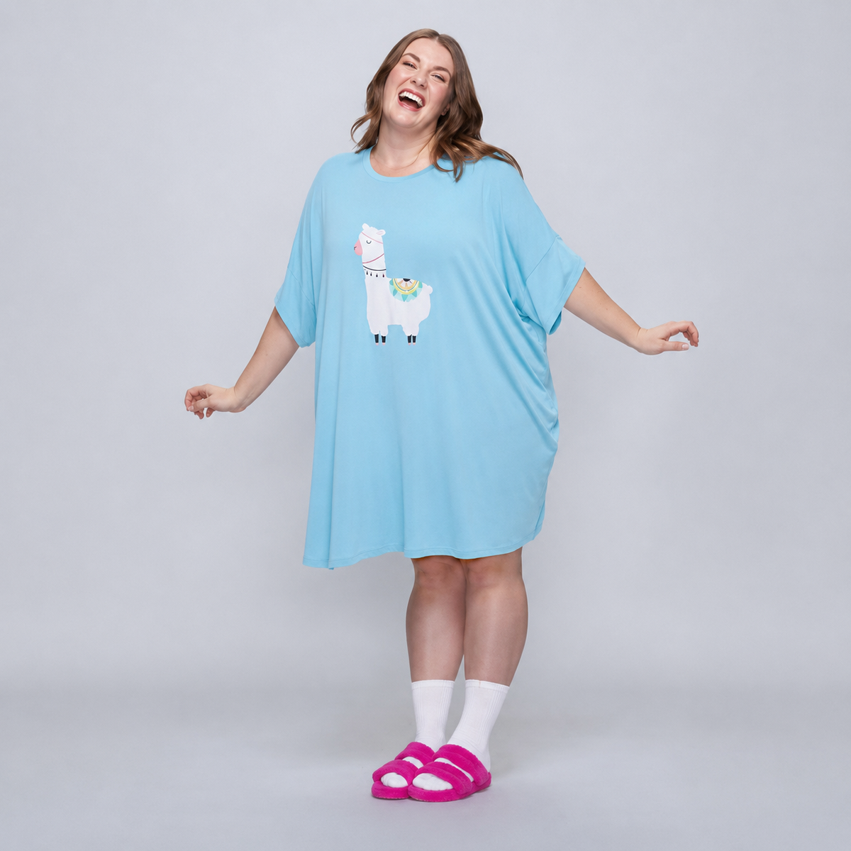 T-shirt de nuit oversize - Lama bleu