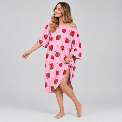 T-shirt de nuit oversize - Fraise Rose